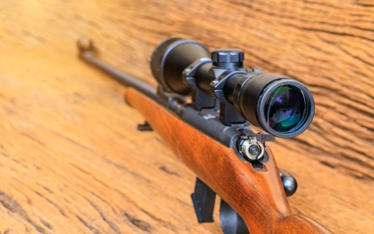 The riflescopes on old wooden